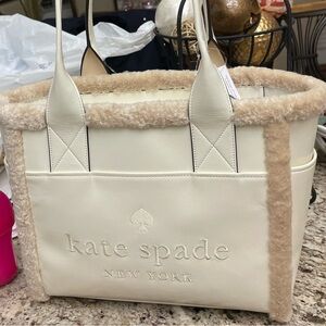 SOLD🚫Patent Leather Shearling trim Tote